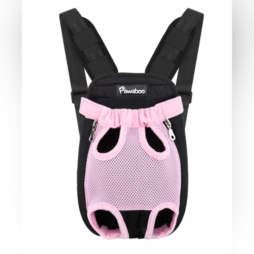 Pawaboo NWT Pink/Black Pet Dog Adjustable Carrier Backpack Size Large | 12-16lbs